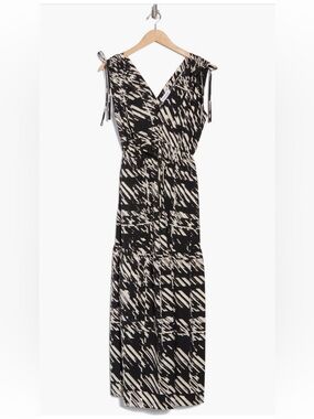 Calvin Klein V Neck Sleeveless Tiered Maxi Dress